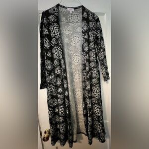 LuLaRoe Sarah Black, Grey, White Floral Cardigan
